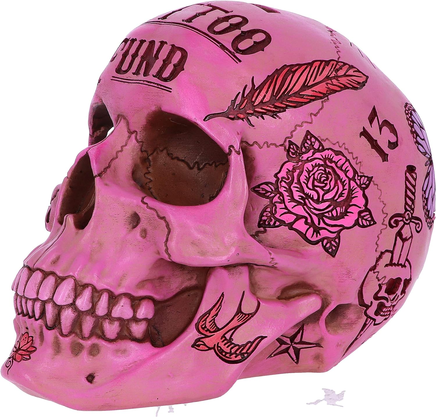 Nemesis Now Tribal Tattoo Fund Totenkopf-Ornament, Rosa, 15 cm