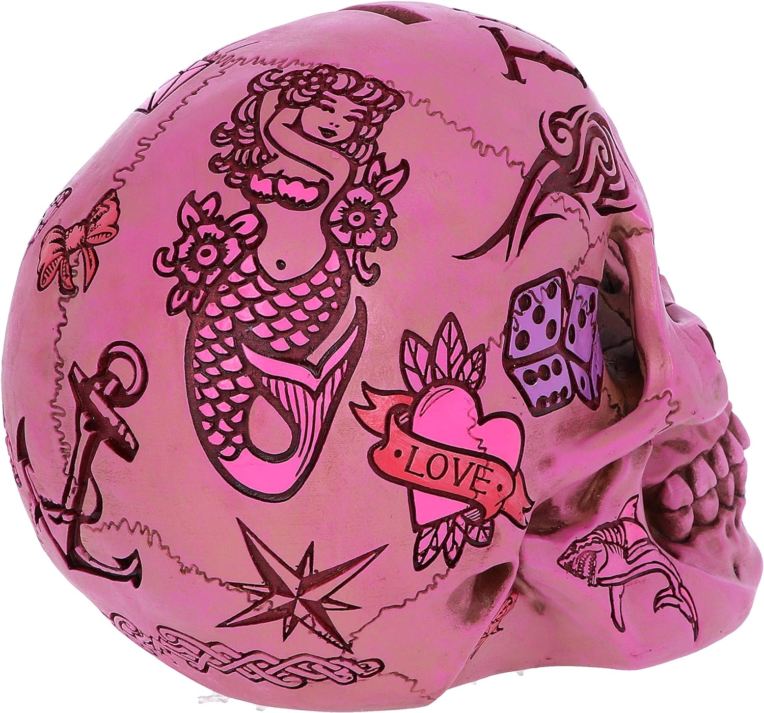 Nemesis Now Tribal Tattoo Fund Totenkopf-Ornament, Rosa, 15 cm