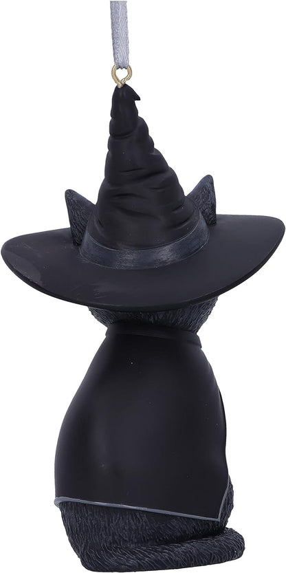 Nemesis Now Cult Cuties Purrah Hanging Ornament 11.5cm, Resin, Black, Scarily Adorable Bewitching Cat Hanging Ornament, Witch Cat, Cast in the Finest Resin, Expertly Hand-Painted