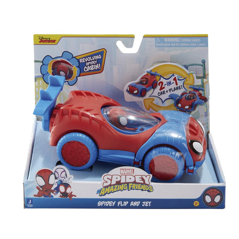 Spidey and Friends SNF0080 Flip & Jet Spider-Man Transforming Flip and Jet-Toys Featuring Your Friendly Neighbourhood Spideys, Multicoloured