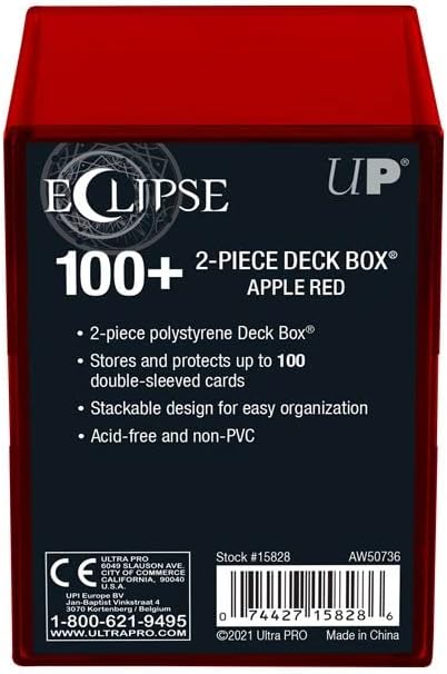 Ultra Pro Eclipse 2-Piece Deck Box: Apple Red - For Pokemon game, MTG, Baseball, Basketball, Football card and other Trading Cards or Board Games storage