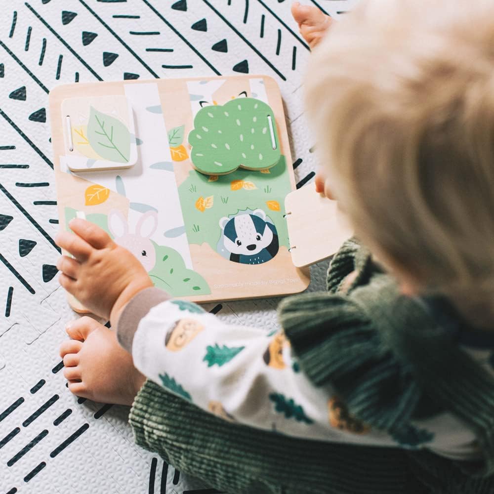 Bigjigs Toys, FSC® Certified Woodland Hide And Seek Puzzle, Wooden Toys, Wooden Puzzle, Baby Jigsaw, Jigsaw Puzzle, Baby Toys, Toddler Toys, Wooden Shapes, Wooden Baby Toys