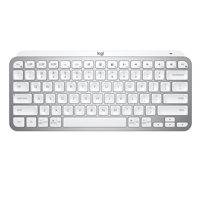 Logitech MX Keys Mini Minimalist Wireless Lighted Keyboard, Compact, Bluetooth, Backlit, USB-C, Compatible with Apple macOS, Windows, Linux, Android - Light Grey