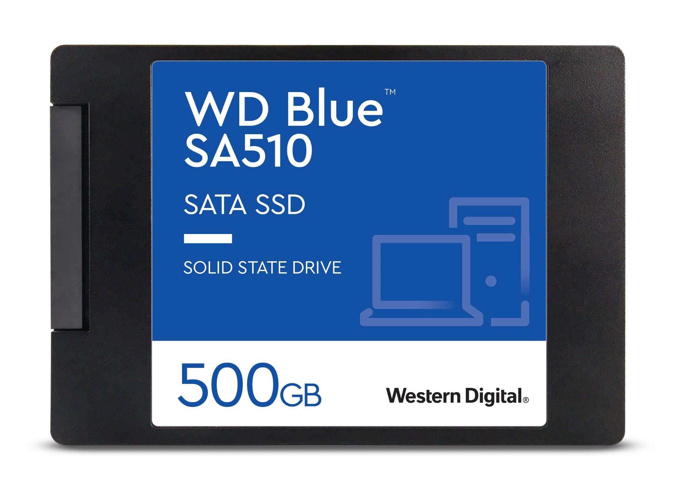 WD Blue SA510 500GB SSD, 2.5" SATA SSD, up to 560 MB/s, SSD 500GB, Includes Acronis True Image for Western Digital, Disk & Cloning Migration, Flexible backup & recovery, ransomware protection