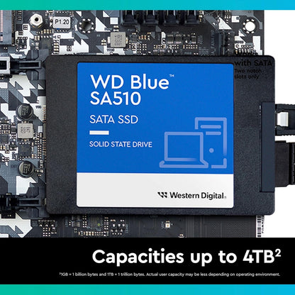 WD Blue SA510 500GB SSD, 2.5" SATA SSD, up to 560 MB/s, SSD 500GB, Includes Acronis True Image for Western Digital, Disk & Cloning Migration, Flexible backup & recovery, ransomware protection