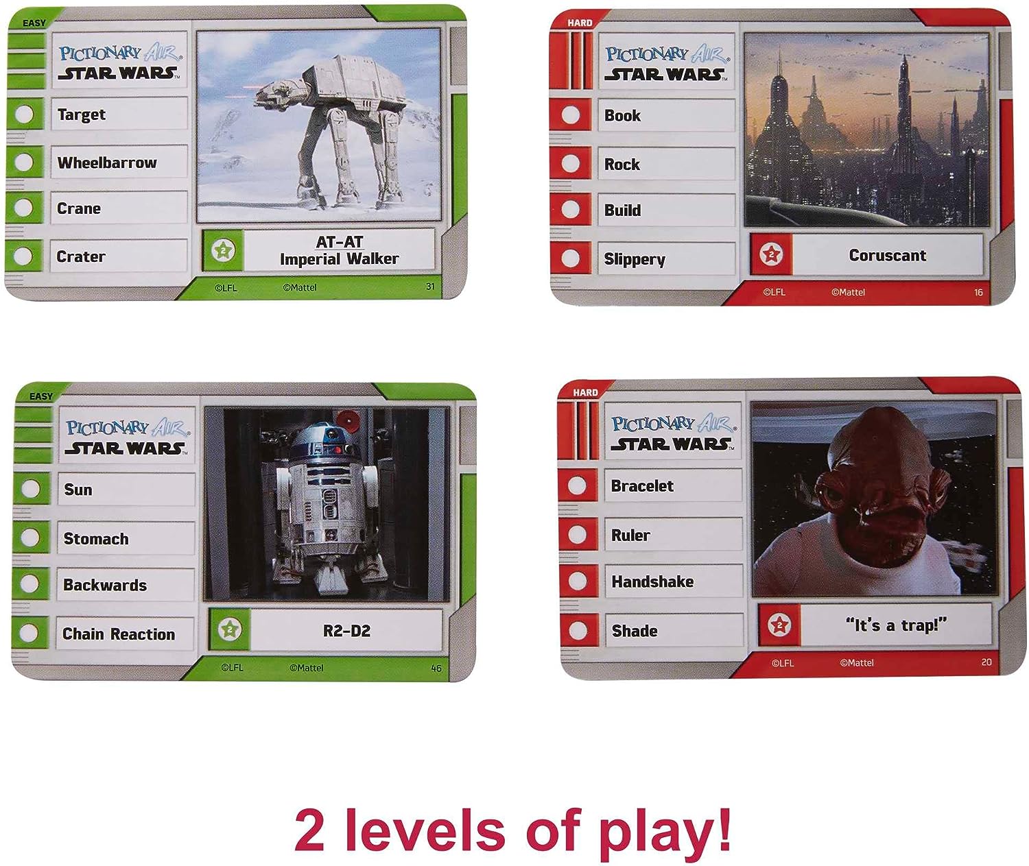 Pictionary Air Star Wars Family Drawing Game for Kids and Adults with R2-D2 Lightpen and Two Levels of Clues, HHM48