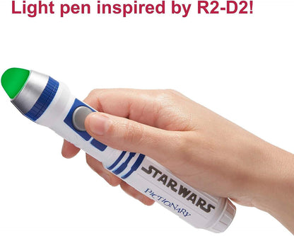 Pictionary Air Star Wars Family Drawing Game for Kids and Adults with R2-D2 Lightpen and Two Levels of Clues, HHM48