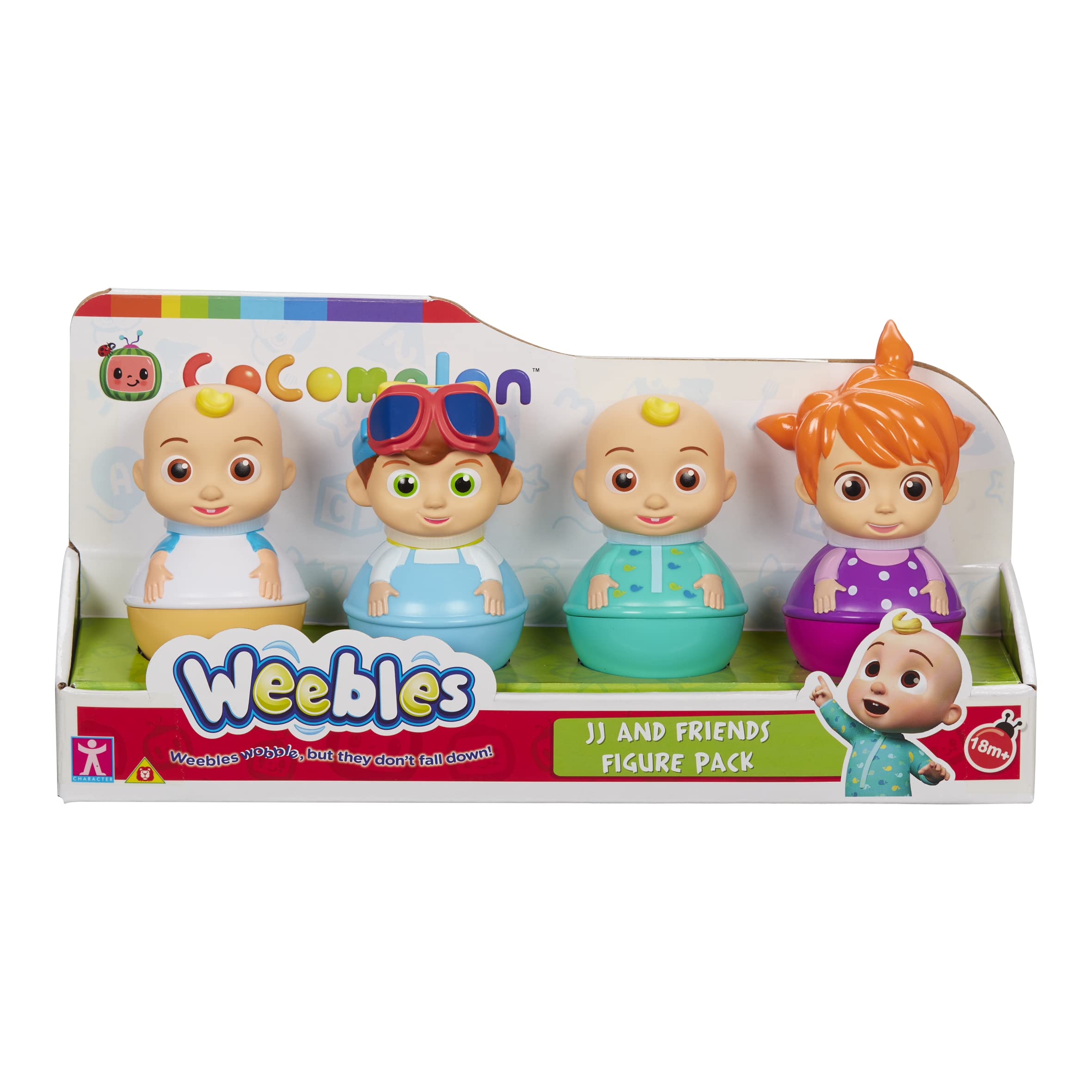 Cocomelon Weebles 4 Figure Pack & Friends Figure Pack, chunky moulded figures pack of 4, first peppa pig toy, preschool imaginative play + Peppa & Friends Figure Pack