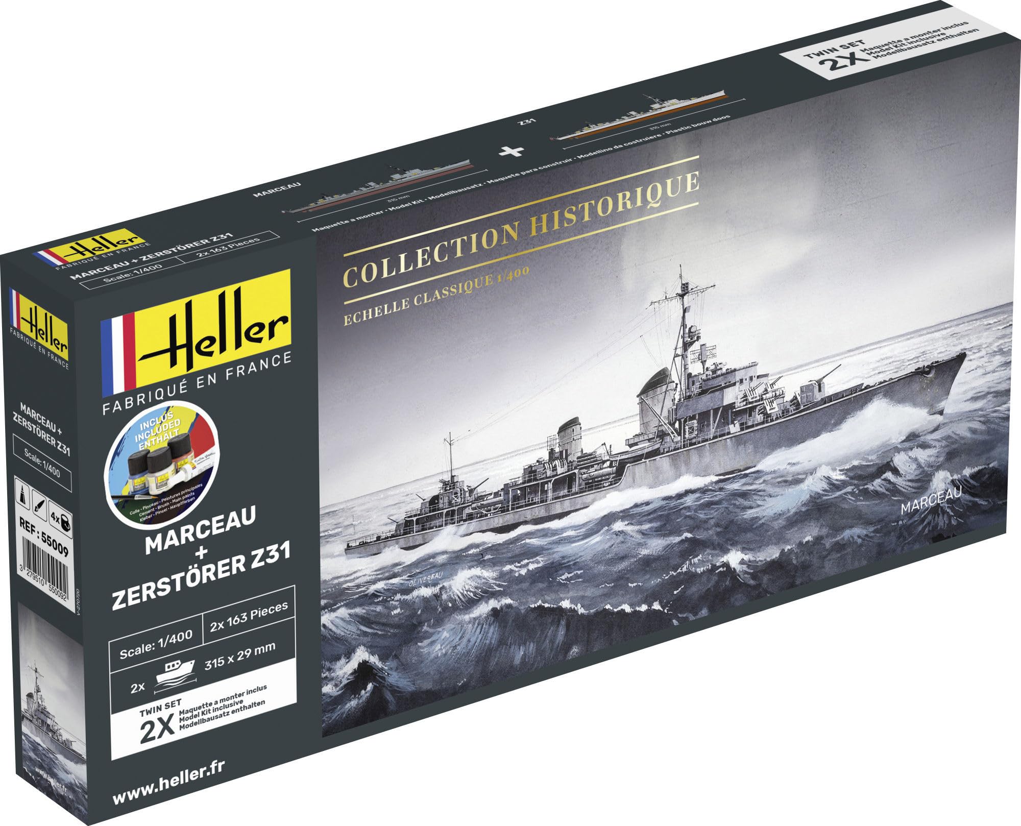 Heller 55009 STARTER KIT Marceau + Zerstörer Z31 TWINSET 1/400