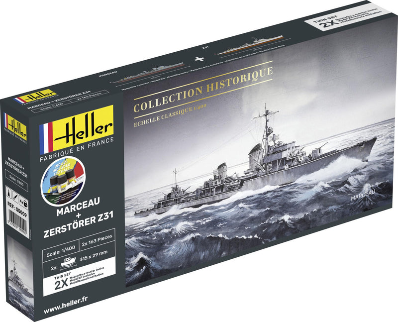 Heller 55009 STARTER KIT Marceau + Zerstörer Z31 TWINSET 1/400