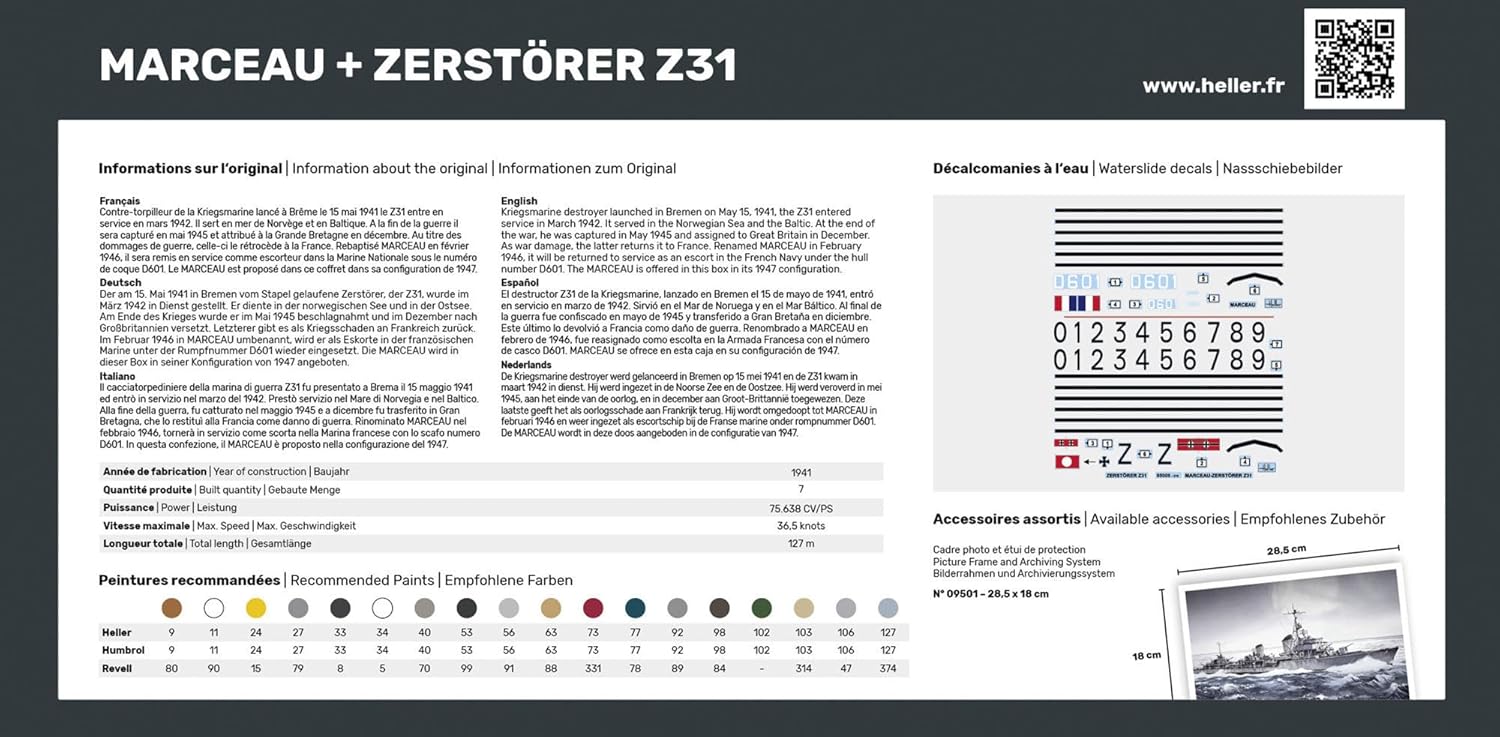 Heller 55009 STARTER KIT Marceau + Zerstörer Z31 TWINSET 1/400