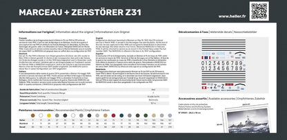 Heller 55009 STARTER KIT Marceau + Zerstörer Z31 TWINSET 1/400