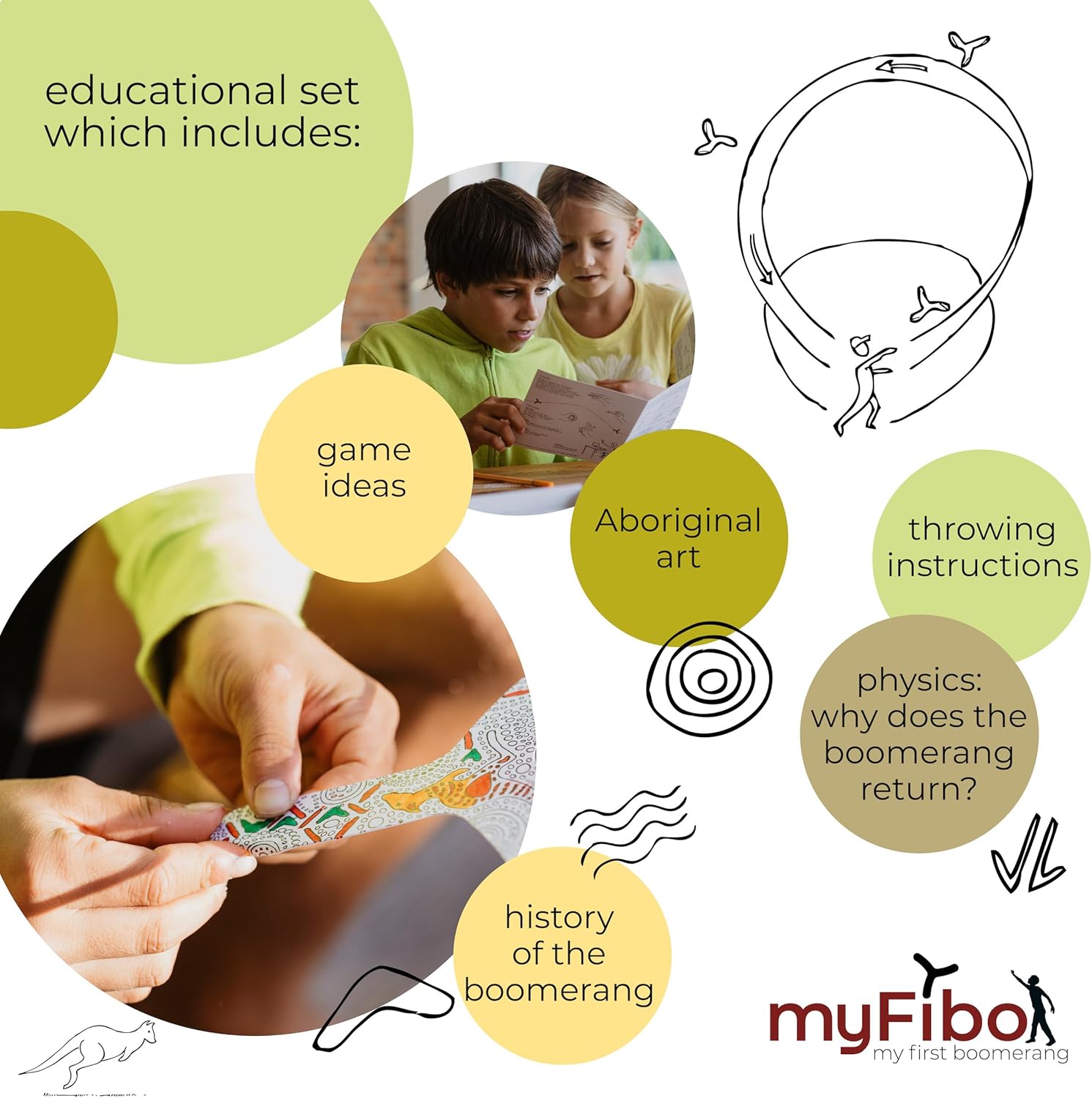 myFibo Boomerang Set - 30 Pieces, Easy to Throw, Color Your Own, Indoor Toy for Boys and Girls