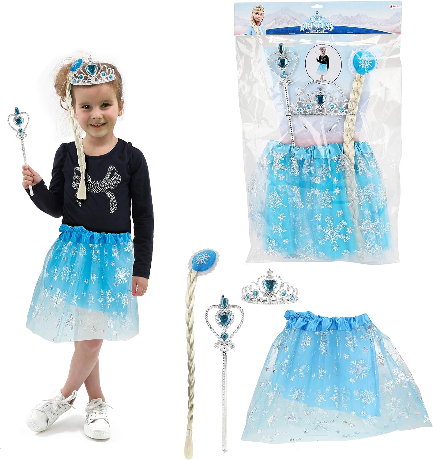 Ice Princess 4-piece dressing set WITH TUTU, TIARA AND PRINCESS STAFF XL 40X62CM