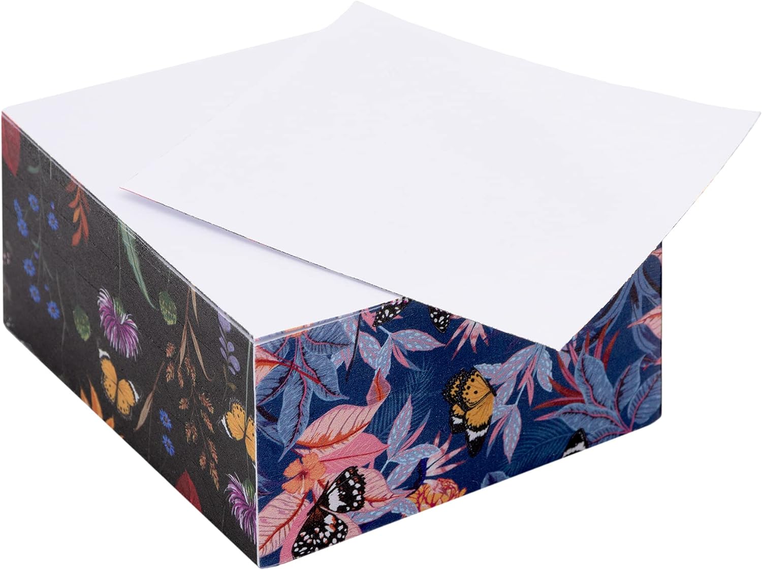Pukka Pad, Bloom Memo Block – 500 Sheets of White 70GSM Note Paper – 80 x 80mm, Floral Printed Edges