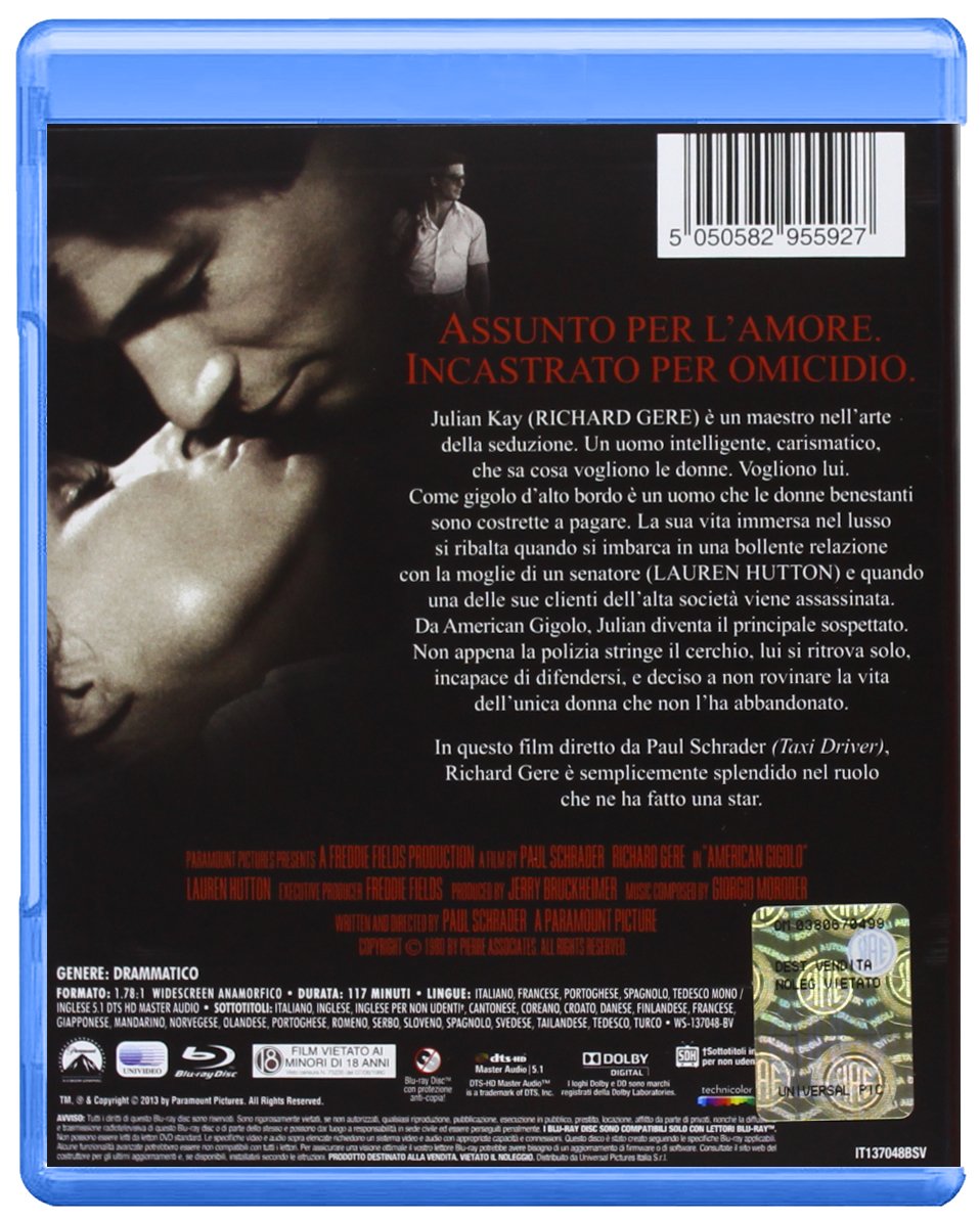 `Gere,Hutton,Elizondo` American Gigolo (Region 2)
