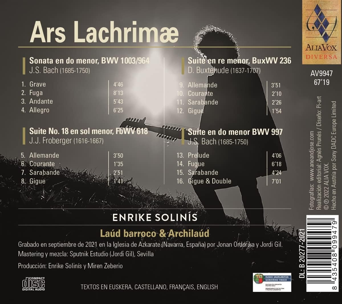 Ars Lacrimae (Works for Lute)