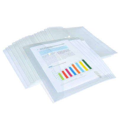 Rapesco 1496 Popper Wallets, A4+ / Foolscap, Clear Transparent