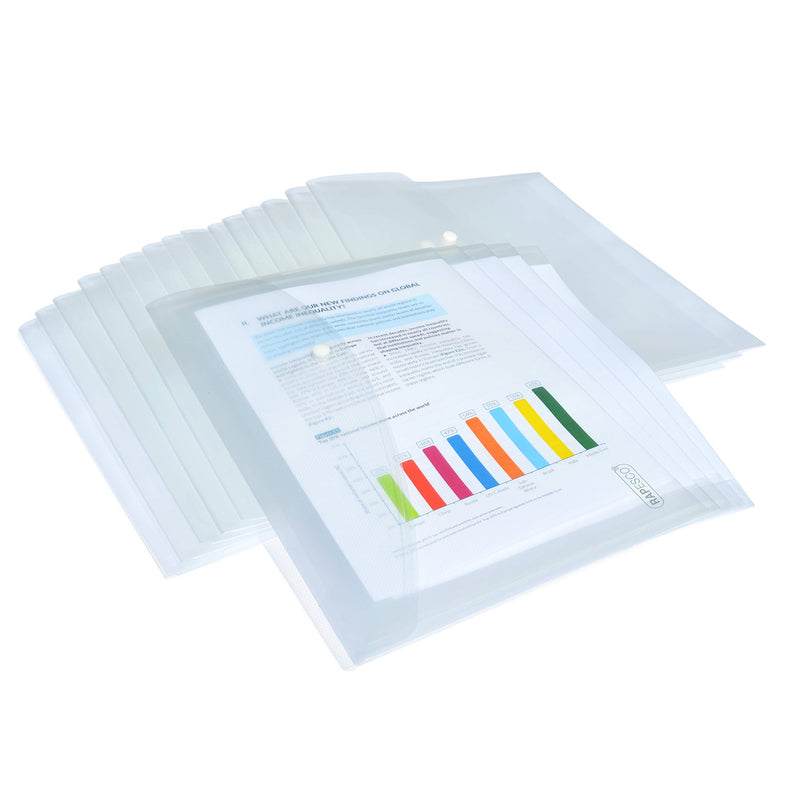 Rapesco 1496 Popper Wallets, A4+ / Foolscap, Clear Transparent