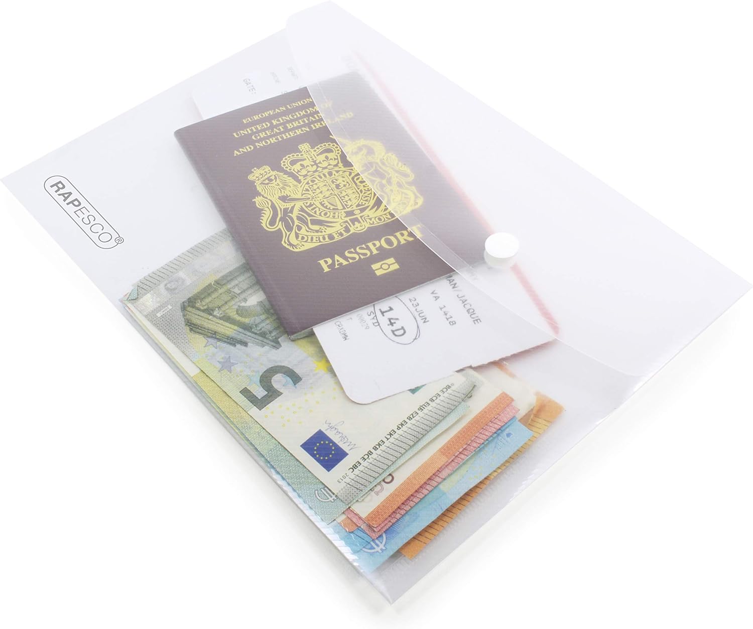 Rapesco 1500 Popper Wallets, A5, Clear Transparent