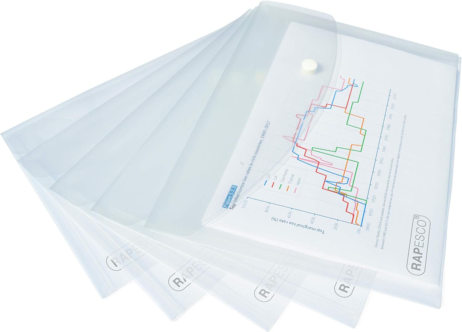 Rapesco 1500 Popper Wallets, A5, Clear Transparent