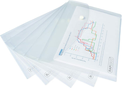 Rapesco 1500 Popper Wallets, A5, Clear Transparent