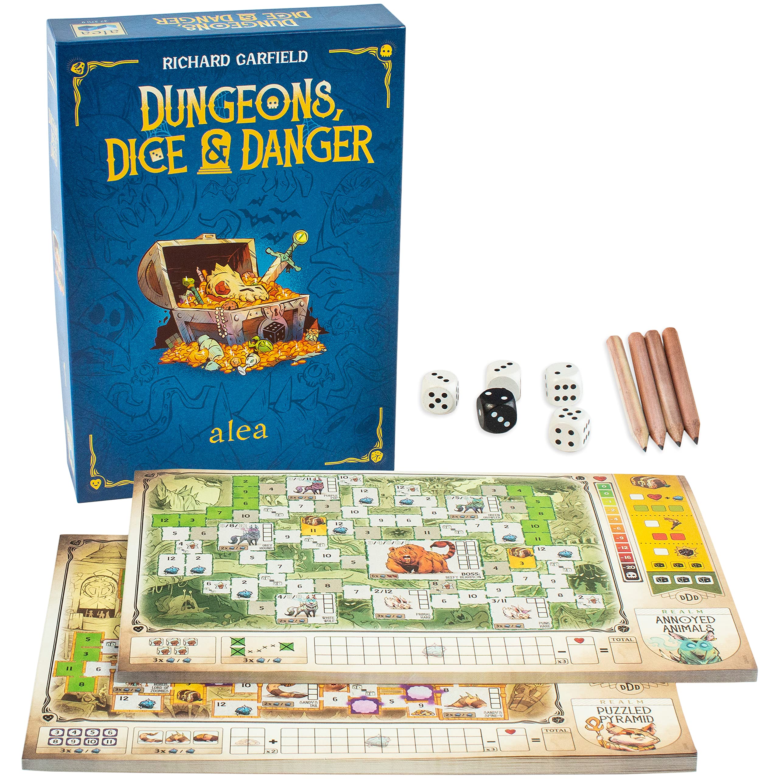 Ravensburger - Dungeons, Dice & Danger - Richard Garfield - Jeux de société - Aléa - Jeux de stratégie - Roll&Write - De 2 à 4 Joueurs à partir de 12 Ans - Mixte - 27270