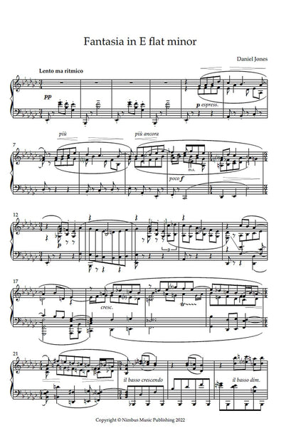Daniel Jones: Fantasia in E-flat minor & Lento malinconico for Solo Piano (Nimbus Music Publishing NMP1155