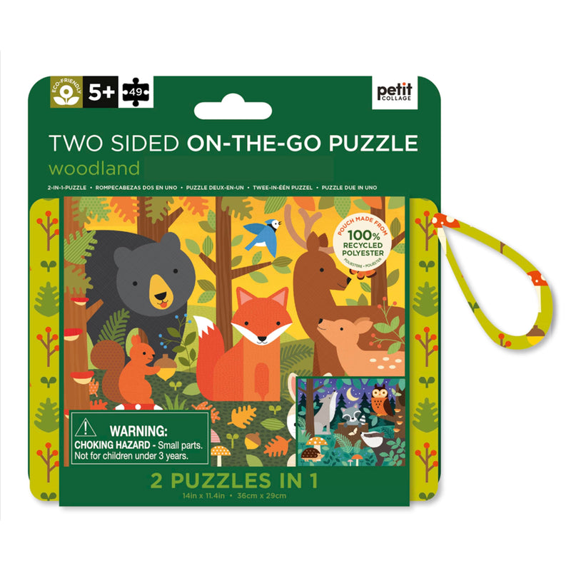Petit Collage Two Sided On-the-Go Puzzle Woodland, 0810073342033