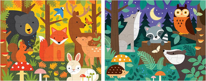 Petit Collage Two Sided On-the-Go Puzzle Woodland, 0810073342033
