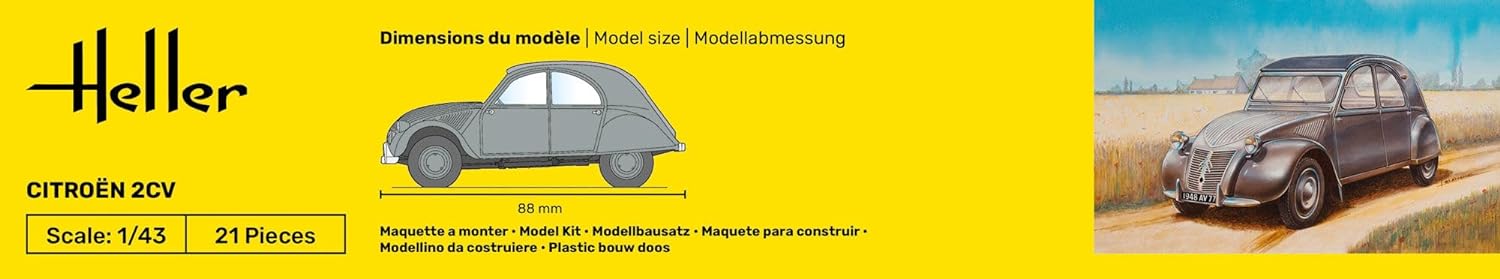 Heller HEL56175 Citroen 2 CV Model Kit, Various, Mittel