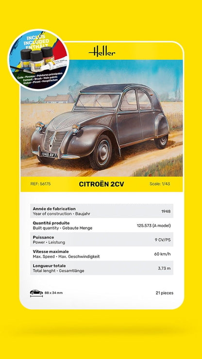 Heller HEL56175 Citroen 2 CV Model Kit, Various, Mittel