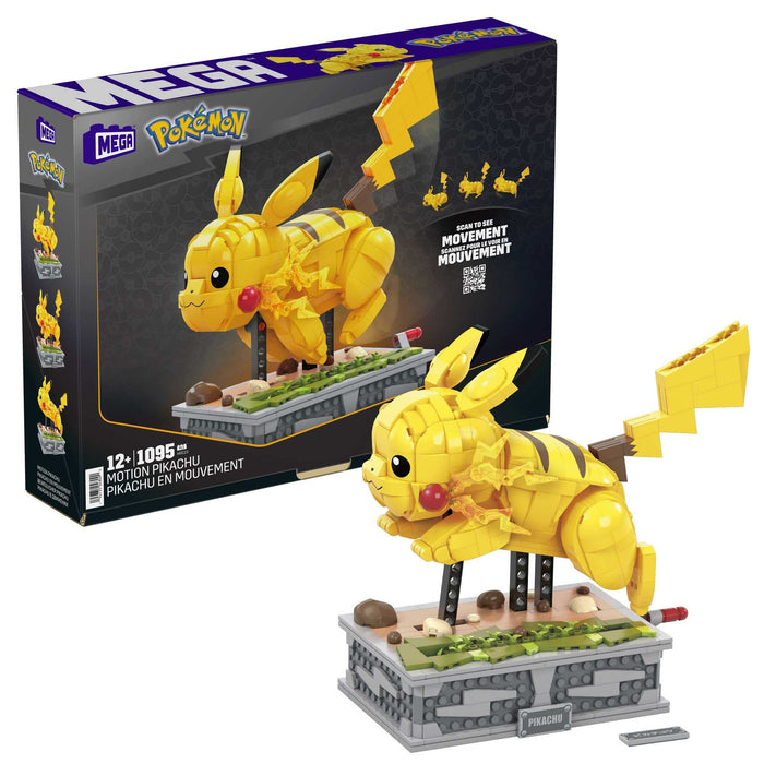 Mega Pokémon Pikachu en Movimiento, Figura de 1095 Bloques de construcción Edad Recomendada + 12 años. para Fans y Adultos. (Mattel HGC23