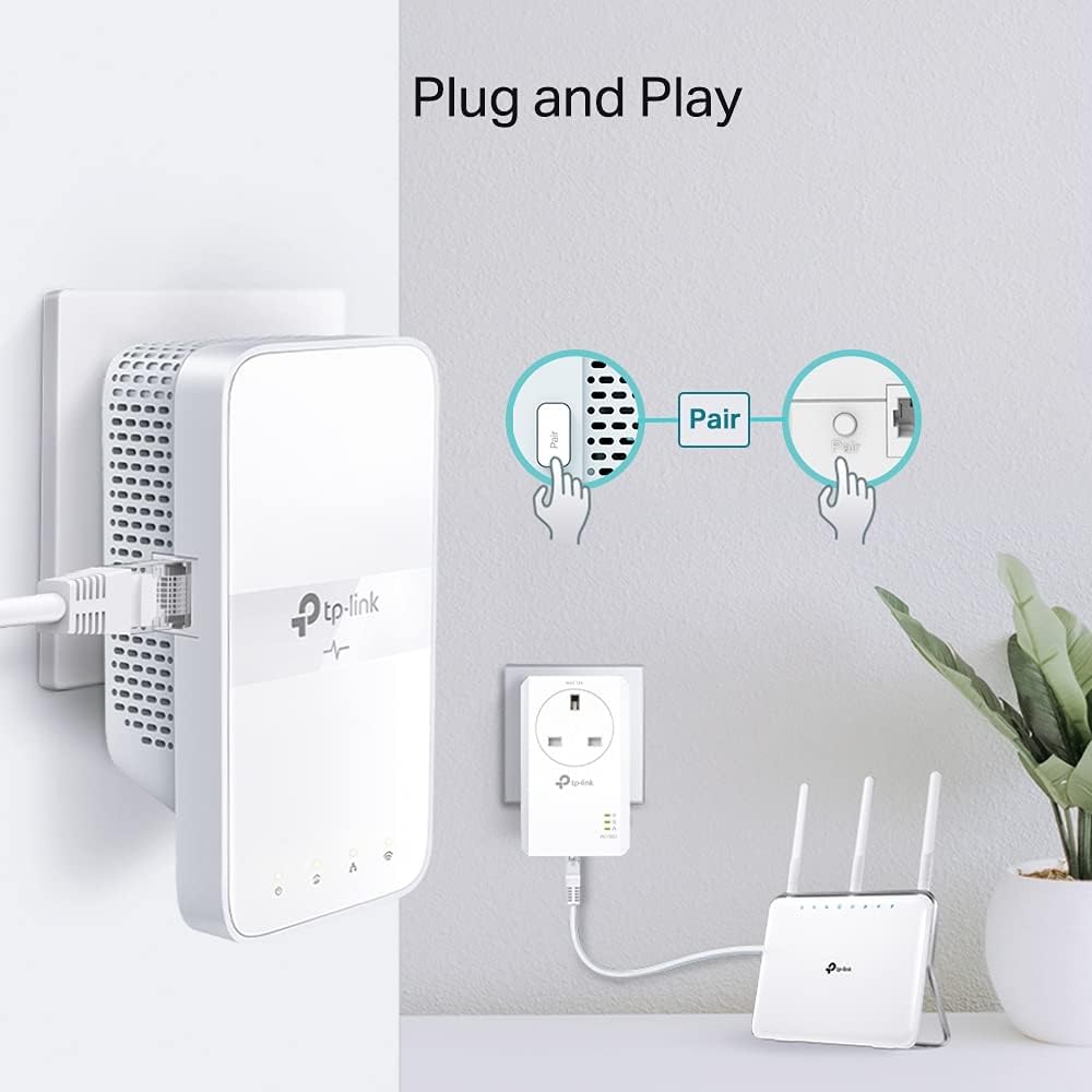 TP-Link AV1000 Gigabit Passthrough Powerline ac Wi-Fi Kit, Dual Band Speed Up to 1200 Mbps, Wi-Fi Extender/ Booster, Wi-Fi Auto-Sync, No Configuration Required (TL-WPA7617