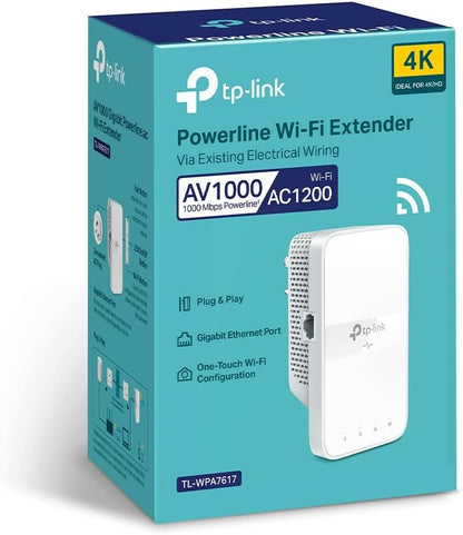 TP-Link AV1000 Gigabit Passthrough Powerline ac Wi-Fi Kit, Dual Band Speed Up to 1200 Mbps, Wi-Fi Extender/ Booster, Wi-Fi Auto-Sync, No Configuration Required (TL-WPA7617