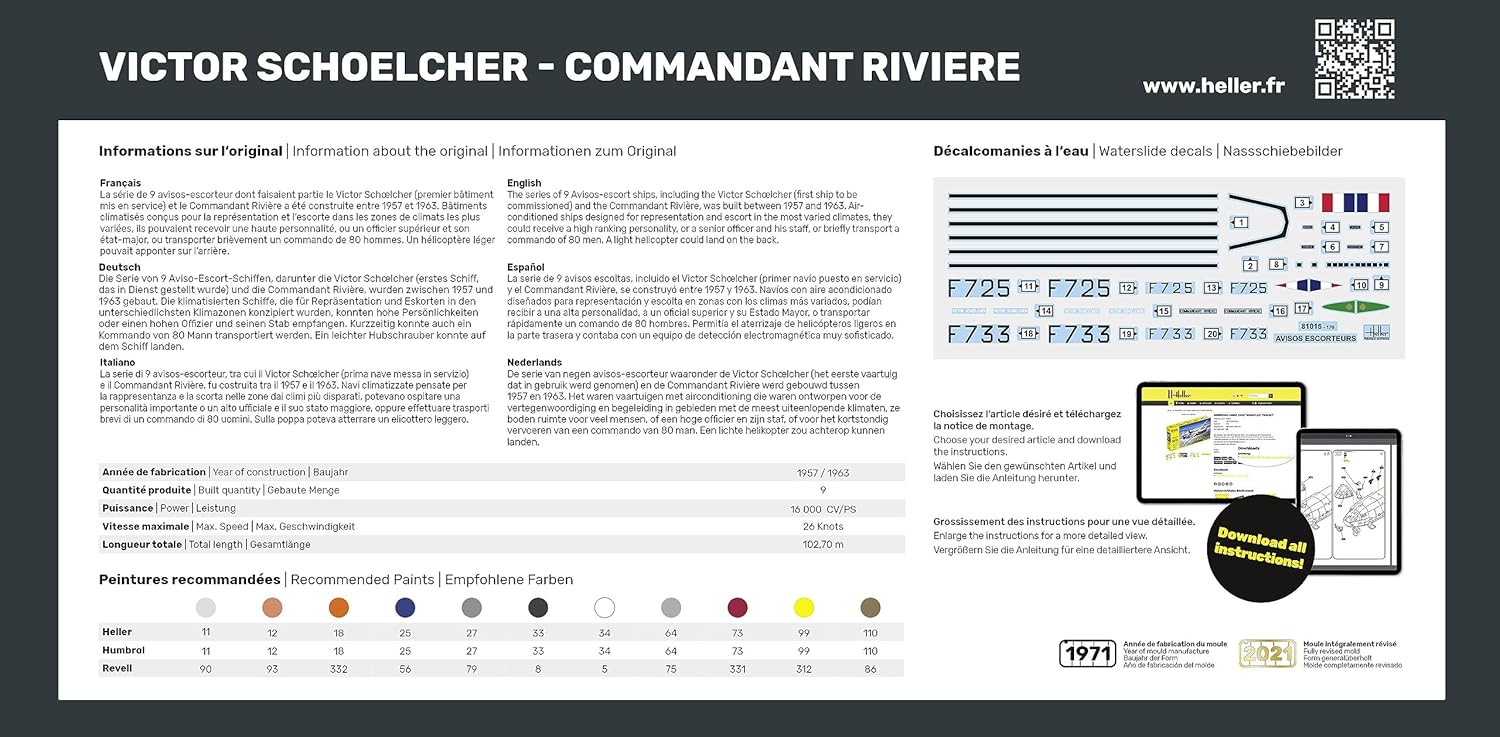 Heller 81015 VICTOR SCHOELCHER - COMMANDANT RIVIERE 1/400