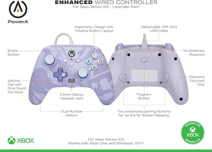 PowerA Enhanced Wired Controller for Xbox Series X|S - Lavender Swirl