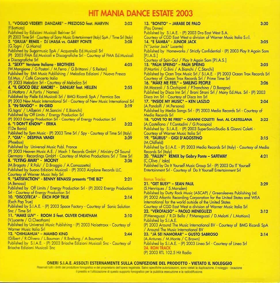 Cofanetto Hit Mania Dance 2003