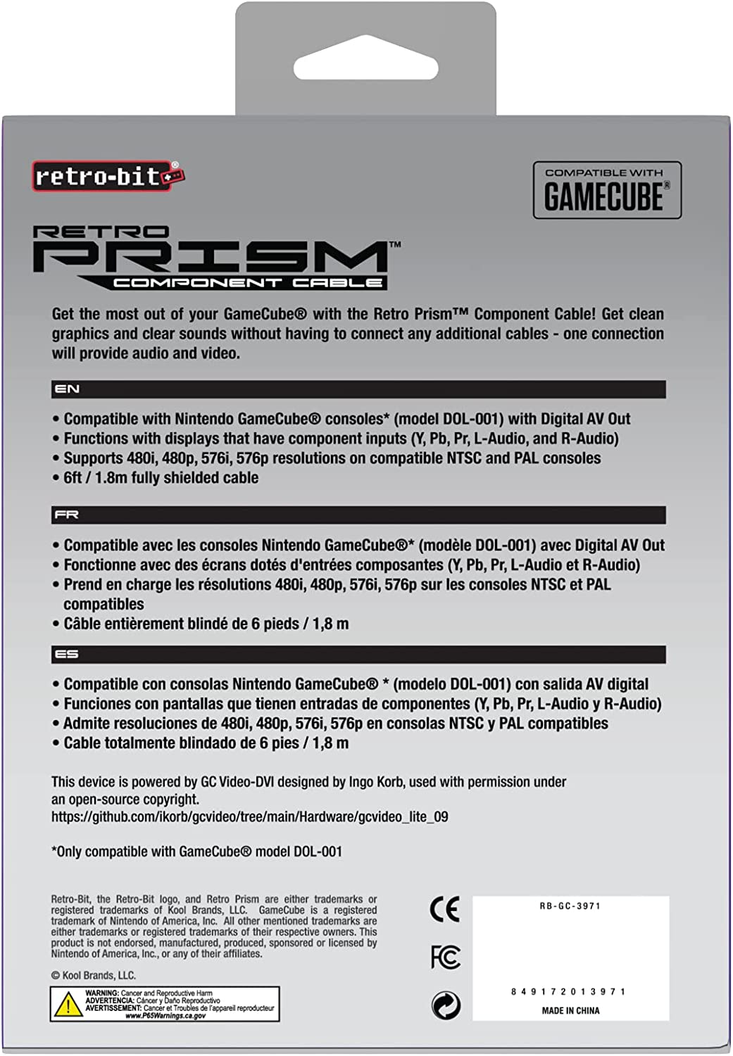 Retro-Bit Retro Prism Component Cable for Gamecube (Electronic Games