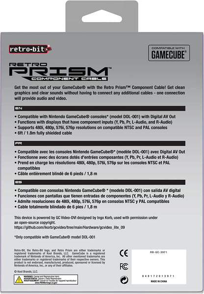 Retro-Bit Retro Prism Component Cable for Gamecube (Electronic Games