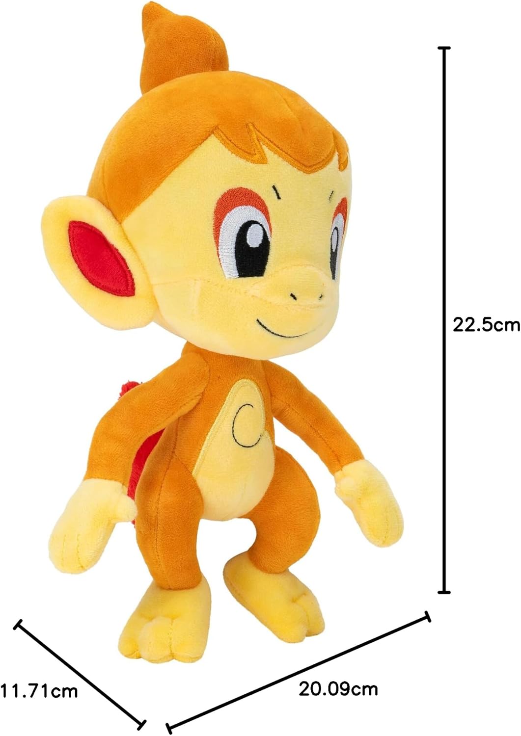 Pokémon PKW2692 Chimchar PLUSH - Peluche 20 cm, dettagli autentici, giocattoli per bambini, multicolore