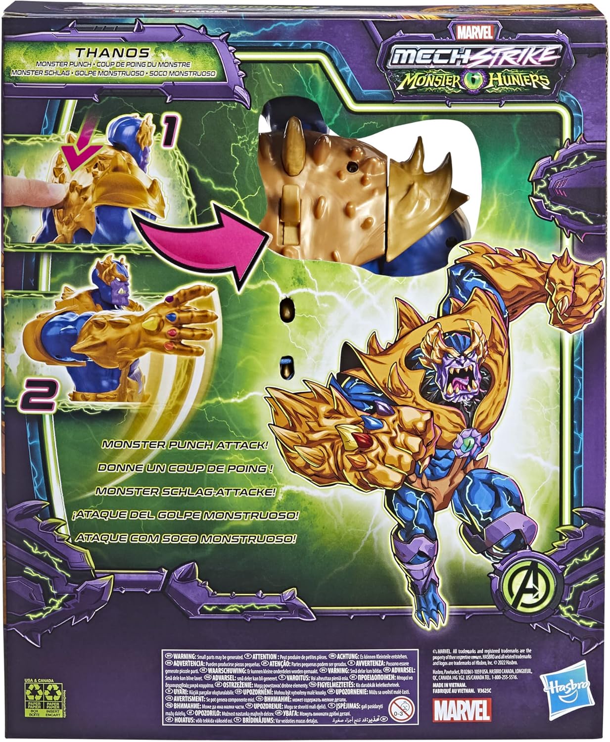 Hasbro - Marvel Classic - Avengers Mech Strike - Monster Hunters - Thanos Golpe Monstruoso - Figura Deluxe de 22,5 cm - A Partir de 4 años, F4376