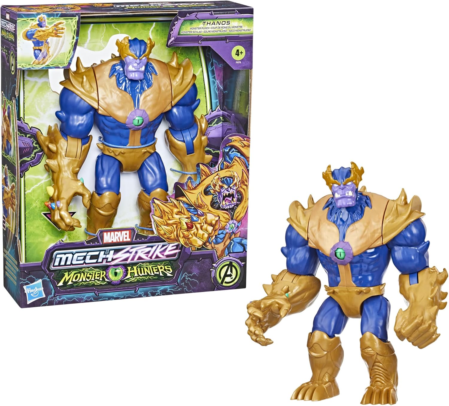 Hasbro - Marvel Classic - Avengers Mech Strike - Monster Hunters - Thanos Golpe Monstruoso - Figura Deluxe de 22,5 cm - A Partir de 4 años, F4376