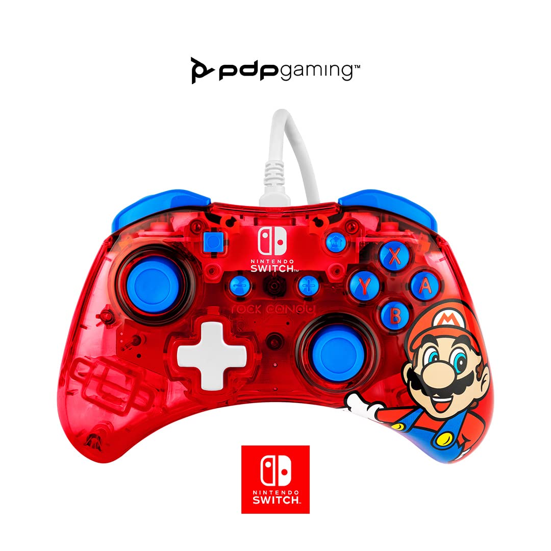 PDP Rock Candy Wired Gaming Switch Pro Controller - Mario - Red - Official License Nintendo - OLED / Lite Compatible, Compact, Durable Travel Controller