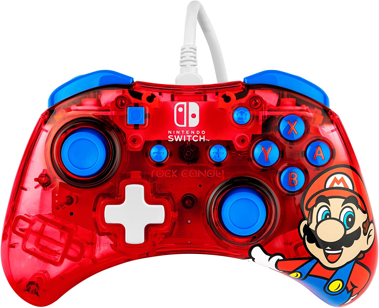 PDP Rock Candy Wired Gaming Switch Pro Controller - Mario - Red - Official License Nintendo - OLED / Lite Compatible, Compact, Durable Travel Controller