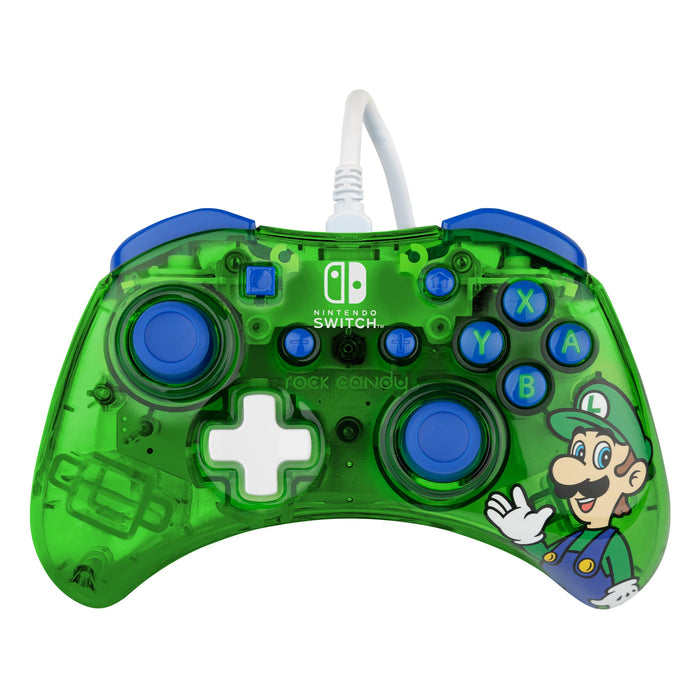 PDP Rock Candy Wired Gaming Switch Pro Controller - Official License Nintendo - OLED / Lite Compatible - Compact, Durable Travel Controller - Luigi