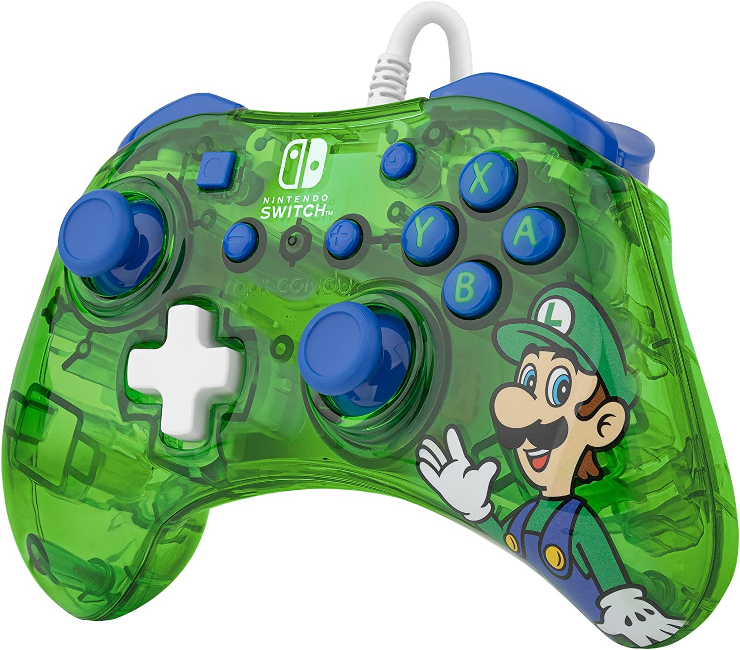 PDP Rock Candy Wired Gaming Switch Pro Controller - Official License Nintendo - OLED / Lite Compatible - Compact, Durable Travel Controller - Luigi