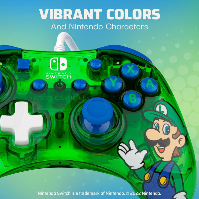 PDP Rock Candy Wired Gaming Switch Pro Controller - Official License Nintendo - OLED / Lite Compatible - Compact, Durable Travel Controller - Luigi