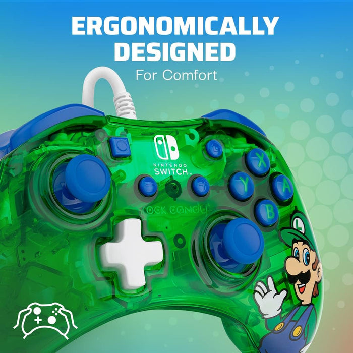 PDP Rock Candy Wired Gaming Switch Pro Controller - Official License Nintendo - OLED / Lite Compatible - Compact, Durable Travel Controller - Luigi