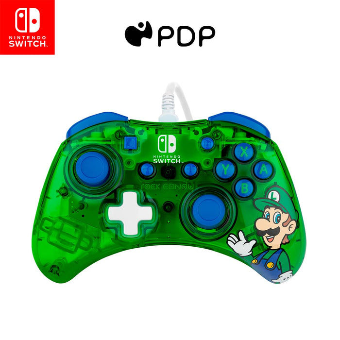 PDP Rock Candy Wired Gaming Switch Pro Controller - Official License Nintendo - OLED / Lite Compatible - Compact, Durable Travel Controller - Luigi